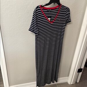 Polo by Ralph Lauren Black and White V-Neck Maxi Dress
